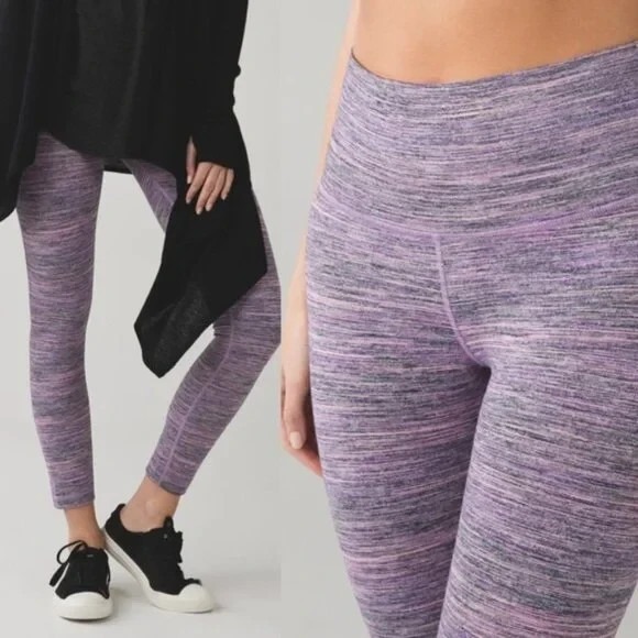 Lululemon High Times Pant Crop Leggings Size 8 Violet Space Dye Camo - Picture 1 of 10